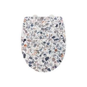 WENKO WC-bril Terrazzo, hoogglans oppervlak, wc-deksel met softclosemechanisme van onbreekbaar thermoplast, recyclebaar kunststof, afmetingen (B x D): 36,5 x 45 cm, meerkleurig