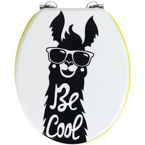 WENKO Be Cool toiletbril, originele toiletbril met vochtbestendig poriënvrij oppervlak, MDF wc-deksel, roestvrijstalen bevestiging, 35,5 x 42,5 cm, meerkleurig