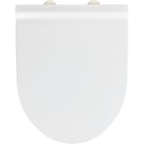Wenko - WC-Sitz Exclusive Nr. 6, aus antibakteriellem Duroplast, mit Absenkautomatik, Weiß, Duroplast weiß , Edelstahl rostfrei silber matt - weiß