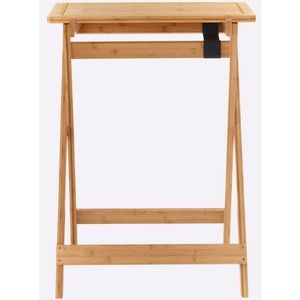 WENKO Lugo, klaptafel, bijzettafel met afneembaar dienblad, praktische tafel voor keuken, woonkamer, balkon en terras, inklapbaar, van echt bamboe, 60 x 79 x 52 cm, naturel