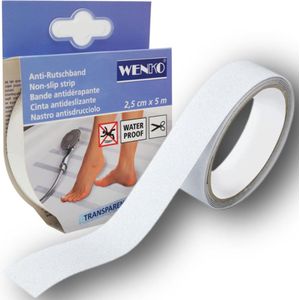 Wenko - Anti Slip Strip Tape Zelfklevend - 5M x 2,5 CM - Antislip Tape voor Trap, Vloer, Drempel, - Waterproof - voor Binnen en Buiten