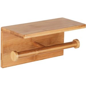 Wenko - Bamsa - Toiletrolhouder met Plank - Bamboe - Houtlook