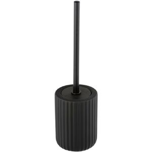 WENKO Belluno Toiletset van stevig keramiek met moderne rondingen, hygiënische verwisselbare borstelkop, zacht geribbeld oppervlak, zwart, Ø 11,5 x 42 cm