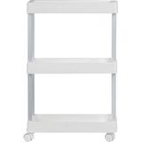 WENKO Slanke trolley met wieltjes, keukenservies, keukenservies, keukenservies, kruidenrek, aluminium/PP roestvrij staal, 18 x 80 x 45 cm, wit/zilver