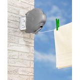 WENKO Wand-Wäscheleine Modell Jumbo, ausziehbare Wäscheleine, 15 m Trockenlänge, für Bad, Balkon & Terrasse