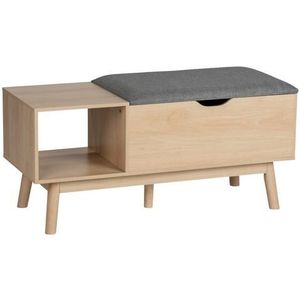 WENKO Zitbank Edda met opbergvak, moderne schoenenbank met zitkussen en royale opbergruimte voor hal en hal, deksel opklapbaar en afneembaar, in trendy eiken-look, 100 x 45 x 40 cm, MDF