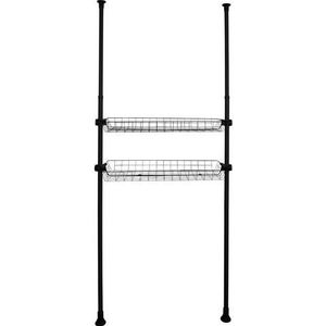 WENKO Mand Herkules, set van 2 draadmanden van stevig staal inclusief kunststof houders voor het verlengen van het telescoopsysteem Herkules, (B × H × D) 94 × 8 × 38, zwart