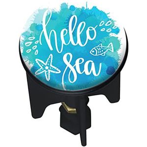 WENKO Pluggy® Hello Sea Wastafel stopper in hoogte verstelbaar voor alle gangbare wastafels van messing en kunststof, Ø 3,9 x 6,5 cm, kleurrijk