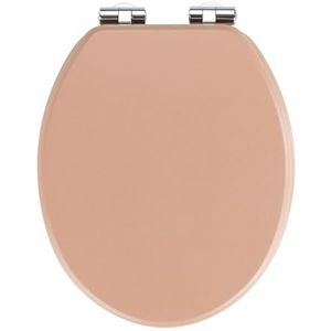 WENKO Cuero WC-bril met softclosemechanisme, vochtbestendige MDF, bevestiging van gegoten roestvrij staal, 35,5 x 42,5 cm, beige