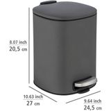 Treteimer Alassio, Grau 5 l, Easy-Close Absenkautomtik, Grau, Stahl grau, Polypropylen schwarz - grau - Wenko