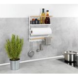 Keukenrek - Wit - Bruine Staven - Zwarte Magneet - 33x8x34 cm