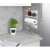 Keukenrek - Wit - Bruine Staven - Zwarte Magneet - 33x8x34 cm