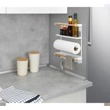 Keukenrek - Wit - Bruine Staven - Zwarte Magneet - 33x8x34 cm