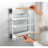 Keukenrek - Wit - Bruine Staven - Zwarte Magneet - 33x8x34 cm