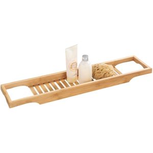 WENKO Bambusa badplank van hoogwaardig bamboe met opbergmogelijkheid voor badkamergerei, ruime badhouder, 70 x 4,5 x 16 cm, natuurlijke afwerking