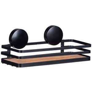 Wenko - Alba - Wandplank - Zwart - Staal en Bamboe