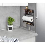 WENKO - Magna - Keukenrek - Zwart - Metaal/Bamboe - Magnetisch