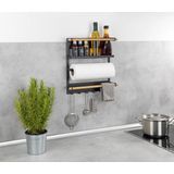 WENKO - Magna - Keukenrek - Zwart - Metaal/Bamboe - Magnetisch