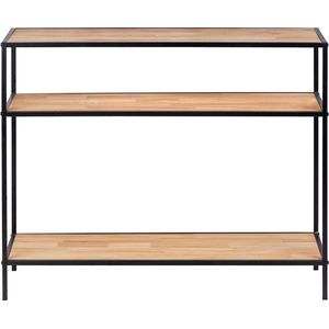 Wenko Consoletafel Geo, loft-design, consoleplank met 3 planken, tafel van natuurlijk grenenhout met metalen frame, wandbureau in industriële stijl, 100 x 80 x 35 cm, zwart/bruin