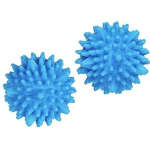 WENKO Drogerballen, set van 2 voor variabel gebruik, zacht en kreukvrij wasgoed in de wasdroger, met extra grote punten, egelbal voor handen, voeten en fascia, massagebal, ca. Ø 7 cm, blauw