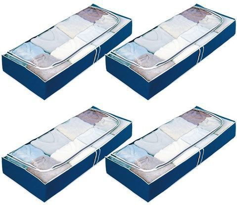 Unterbettkommode Air, 4er Set, Zur platzsparenden Aufbewahrung von Saisontextilien, Blau, Polypropylen blau, Kunststoff (pet) transparent - blau