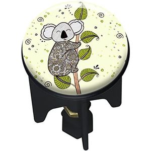 WENKO Pluggy® Koala Rollin Wastafel stopper in hoogte verstelbaar voor alle gangbare wastafels van messing en kunststof Ø 3,9 x 6,5 cm, Koala beer op tak kleurrijk