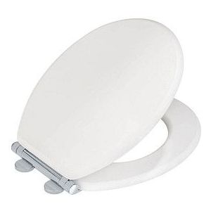 Wc-bril Morra, toiletbril met doorlopende scharnier en softclosemechanisme van meervoudig gelakt FSC®-gecertificeerd MDF, wc-deksel met Fix-Clip Hygiënebevestiging, 35 x 42 cm, wit mat