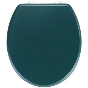 Prima Premium wc-bril in retrostijl, met wandaanslag en roestvrijstalen bevestiging, geschikt voor MDF spoelbak, 37 x 41 cm, donkergroen