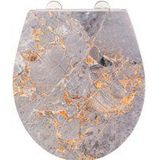 WENKO WC-Sitz Grey Marble, mit Relief, aus antibakteriellem Duroplast