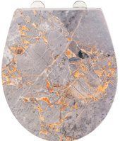 WENKO WC-Sitz Grey Marble, mit Relief, aus antibakteriellem Duroplast