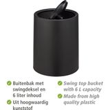 Atri - Afvalbak - Mat Zwart - 6 Liter - Swingdeksel