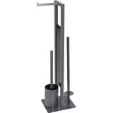 WENKO WC-Garnitur "Rivalta", aus Stahl-Glas-Polypropylen, grau, Platte aus Sicherheitsglas