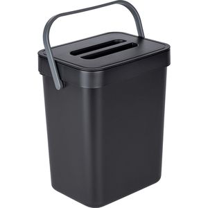 Relaxdays hangende prullenbak, 5 liter, voor keukenkastje, ophangen of plakken, met binnenemmer, badkamer, keuken, zwart