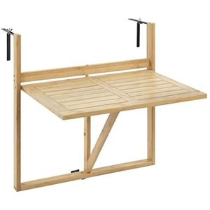 WENKO Waikikiki balkontafel, klaptafel, bamboe, balkontafel, klaptafel, balkontafel met traploos verstelbare wandhouders en klaptafelblad, van gelakt bamboe, 64 x 65 x 44 cm