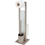 WENKO - Rivalta - Toiletborstel en Rolhouder - Taupe - Staal