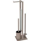 WENKO - Rivalta - Toiletborstel en Rolhouder - Taupe - Staal