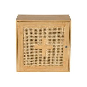 WENKO Allegre, medicijnkast, afsluitbaar kastje voor het bewaren van medicijnen van bamboe en rotan vlechtwerk in boho-stijl, inclusief bevestigingsmateriaal, 30 x 30 x 17,8, naturel, cm