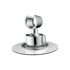 WENKO Duschkopfhalter 360°, Halter für Handbrausen aus Kunststoff zum Befestigen ohne Bohren mit Spezial-Klebepad auf glatten Oberflächen, Duschkopf 360° einstellbar, (B/T x H): Ø 8 x 7,5 cm ,Chrom
