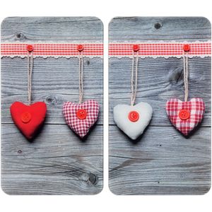 Afdekplaten - Hartjesmotief - Glas - 2 Stuks