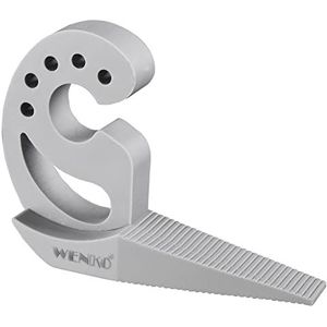 WENKO Multi-STOP®, flexibele deurstopper en raamstopper met vele functies van hoogwaardig kunststof, voor deuren, ramen en laden als buffer en klembescherming, 11,8 x 7,7 x 2,5 cm, grijs