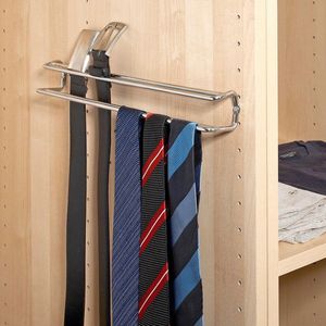 WENKO Houder voor stropdassen en riemen, dassenhouder voor bevestiging in kledingkast, verchroomd metaal, 36 x 5 x 4,5 cm