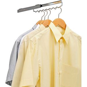WENKO Kleerhouder voor kledingkast, voor maximaal 8 overhemden, verchroomd metaal, 3 x 6 x 35,5-58,5 cm, glanzend zilver