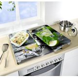 Mojito - Afdekplaten - Glas - 2 Stuks - Antislipvoetjes - Lichtgrijs