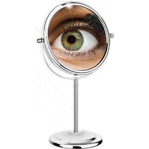 Make-up Spiegel - Verchroomd Staal - 1:1 en 7x Vergroting - 15 cm Diameter