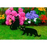 Maximex Vogelafschrikmiddel katten set van 2, verdrijft ongewenste gasten uit de tuin, van zwart gelakt metaal, met fonkel-kogen, afmetingen (B x H): 37 x 24 cm