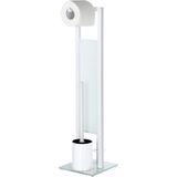 WENKO - Rivalta - Toiletbutler - Wit - Staal en Mat Glas - 3 in 1 Combinatie