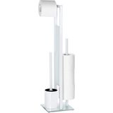 WENKO - Rivalta - Toiletbutler - Wit - Staal en Mat Glas - 3 in 1 Combinatie