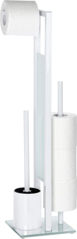 WENKO - Rivalta - Toiletbutler - Wit - Staal en Mat Glas - 3 in 1 Combinatie