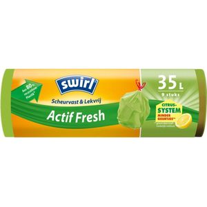 Swirl Vuilniszakken met Trekband Geparfumeerd Actif Fresh 35 liter 9 stuks