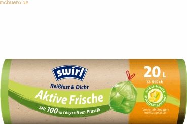 Swirl Vuilniszakken met Trekband Geparfumeerd Actif Fresh 20 liter 12 stuks